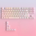 Contour Line Pink 87+10 Keys PBT Doubleshot Side Legends Keycaps Set Cherry Profile for Cherry MX Keyboard